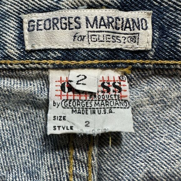 VINTAGE GEORGES MARCIANO/GUESS High Waist Denim Mom Jean Shorts Blue Size 2 - Picture 12 of 13